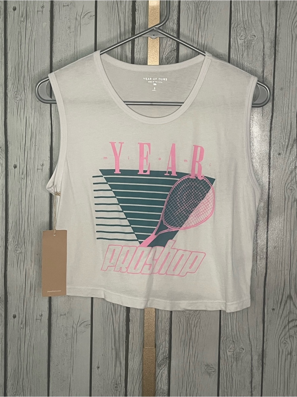 NWT Year of Ours White Miami Pro Shop Tennis Crop Tank S 100% cotton